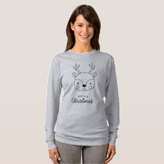 Süße Rentier Frohe Weihnachten Linienkunst T-Shirt