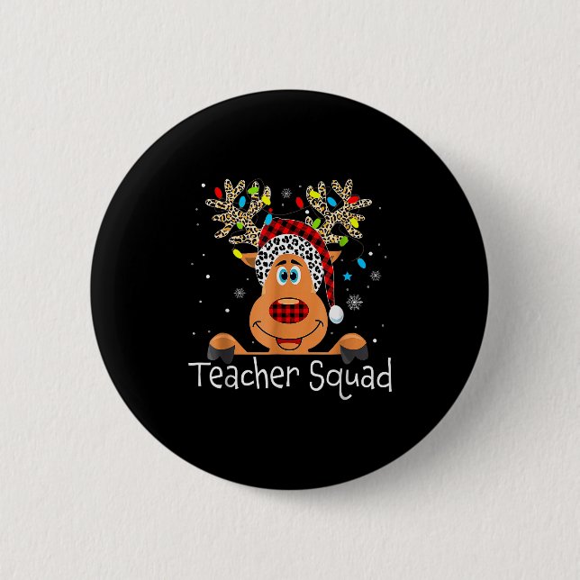 Süße-Rentier-Lehrer-Team Weihnachten  Button (Vorderseite)
