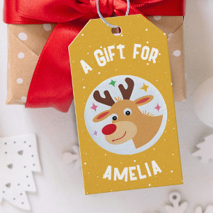 Süße Rentier-Schneeflocken Kindername Weihnachten  Geschenkanhänger