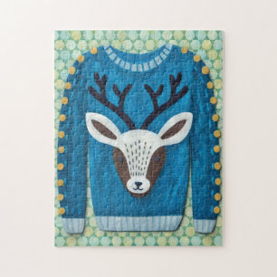 Süße Rentier-Weihnachts-Puzzle-Kunst