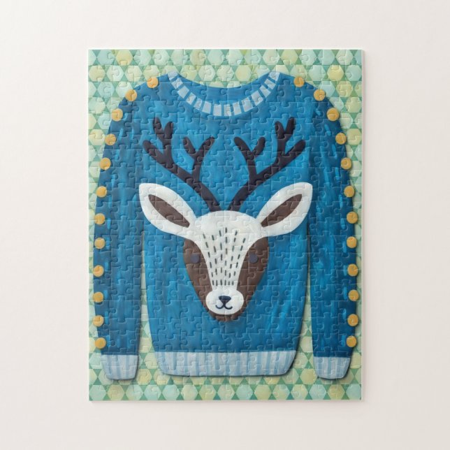 Süße Rentier-Weihnachts-Puzzle-Kunst (Vertikal)