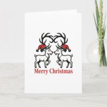 Süße Rentier-Weihnachtskarte mit Herz-Design