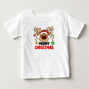 Süße Rentiere Frohe Weihnachtslichter Baby T-shirt