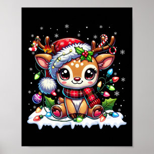 Süße Rentiere Santa Weihnachten Xmas Mädchen Fraue Poster