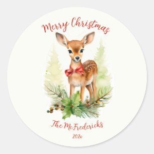 Süße Rentiere Weihnachten Runder Aufkleber
