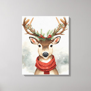 Süße Rentiere Weihnachts Leinwand Kunst Für Feiert