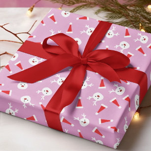 Süße Rentiere Weihnachtsmann Hüte Weihnachtsmuster Geschenkpapier