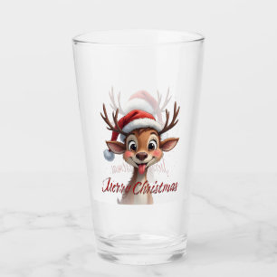 Süße Rentiere wünschen frohe Weihnachten Glas