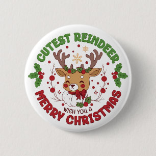Süße Rentiere wünschen Ihnen ein frohes Weihnachts Button