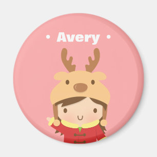 Süße Rentierschirmmütze Mädchen Kinder Weihnachtsf Magnet