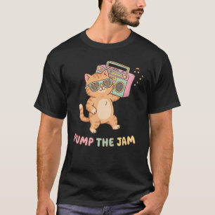 Süße Retro-90er-Katze Boombox Pump The Jam T-Shirt