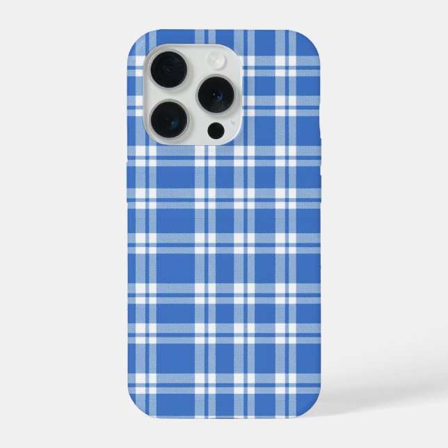 Süße Retro-Blau-Gingham-Karo-Ästhetik-Schachbrett iPhone 15 Pro Hülle (Rückseite)