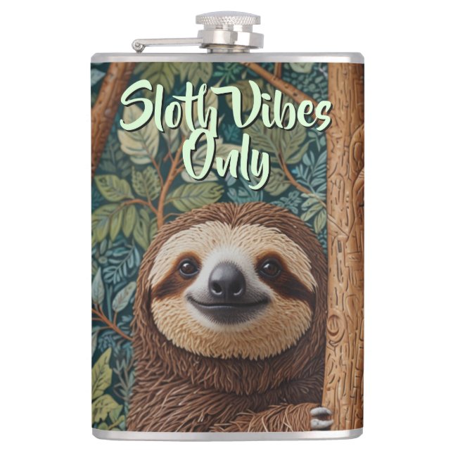 Süße Retro-Boho-Faulheits-Vibes only Flachmann (Vorderseite)