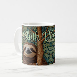 Süße retro Boho lustige Faultier Vibes Only Kaffeetasse