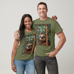 Süße Retro-Boho-lustige Faultier-Vibes only T-Shirt