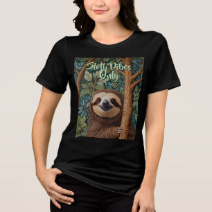 Süße Retro-Boho-lustige Faultier-Vibes only Tri-Blend Shirt