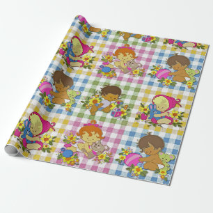 Süße Retro-Bunte Karo-Baby-Party Geschenkpapier
