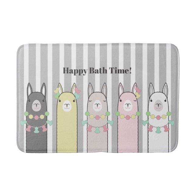 Süße Retro-Bunte Lamas Badematte (Vorderseite)