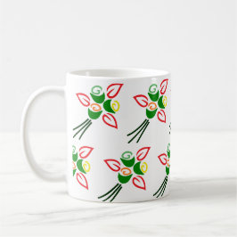 Süße Retro-Frühlingsblumen auf einer Kaffeetasse