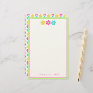 Süße Retro-Gelbe-Rosa-Blau-Gänseblümchen Briefpapier