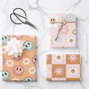 Süße Retro-glückliche Gänseblume Geschenkpapier Set