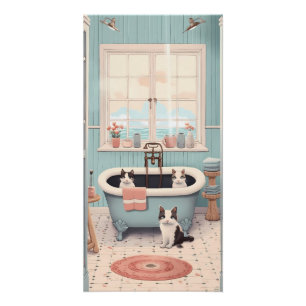 Süße Retro-Katzen und Kätzchen im Bad Poster