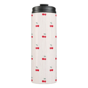 Süße Retro-Kirsch-Muster-Herz-Glasur Thermosbecher