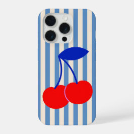 Süße Retro-Kirschstreifen iPhone 15 Pro Hülle