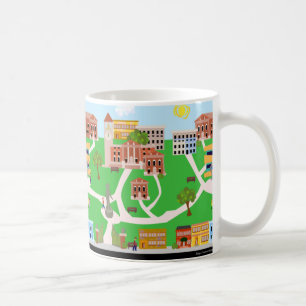 Süße Retro-Kunst illustrierte College-Campus-Tasse Kaffeetasse