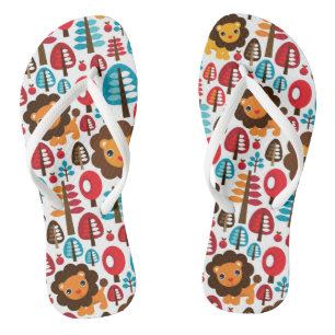 süße retro Löwe Kinder Illustration Flip Flops