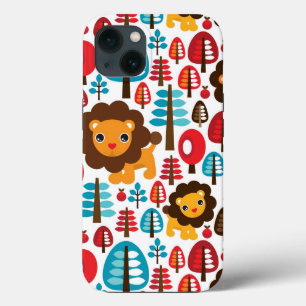 süße retro Löwe Kinder Illustration iPhone Hülle