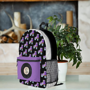Süße Retro-Rollschuh-Musik Monogram Bedruckter Rucksack