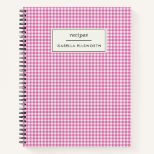 Süße Retro-Rosa-Gingham-Karo-Personalisiertes Reze Notizbuch