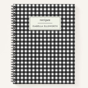 Süße Retro-Schwarze Gingham-Karo-Personalisierte R Notizbuch