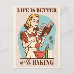 Süße Retro-Vintage-Bäckerin Postkarte
