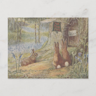 Süße Retro-Vintage-Osterhasen-Kaninchen Postkarte