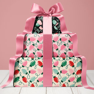 Süße Retro-Weihnachtslichter Geschenkpapier Set