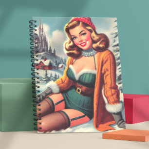 Süße Retro-Winter-Pin-up Notizblock