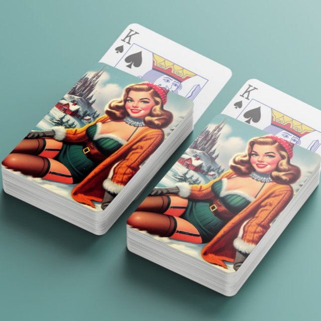 Süße Retro-Winter-Pin-up Spielkarten (Von Creator hochgeladen)