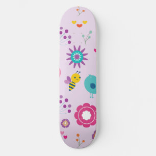 Süße Retro-Y2K-Vögel und Bienen Spielästhetik Skateboard