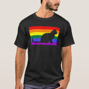 Süße Rettungskatze Liebe LGBTQ Gay Pride Flagge Qu T-Shirt