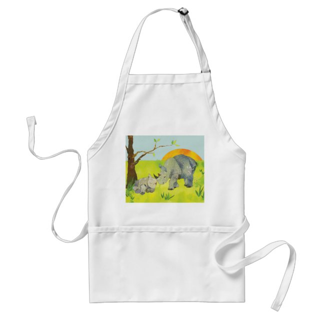 Süße Rhino-Mama und Baby Schürze (Vorne)