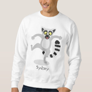 Süße Ringelschwanzmaki tanzende Cartoon-Illustrati Sweatshirt