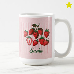 Süße Risograph-Erdbeeren & Streifen mit individuel Kaffeetasse