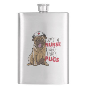 Süße RN-Krankenschwester liebt Pugs-Geschenk Hunde Flachmann