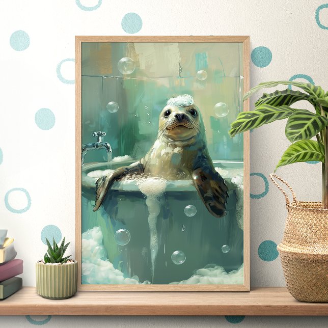 Süße Robbe im Schaumbad Poster (Von Creator hochgeladen)