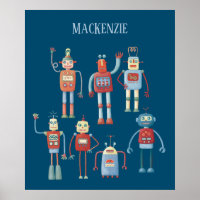 Süße Roboter Personalisiertes Poster