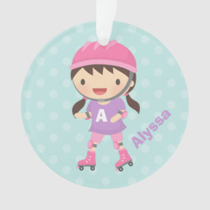 Süße Rollschuhläuferin in Rosa und Lila Ornament
