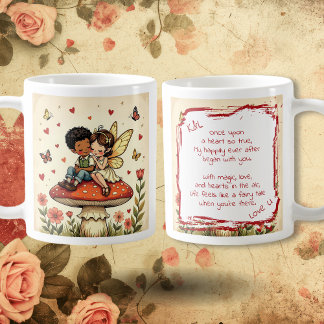 Süße romantische Feen und Liebesgedicht Kaffeetasse