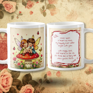 Süße romantische Feen und Liebesgedicht Kaffeetasse